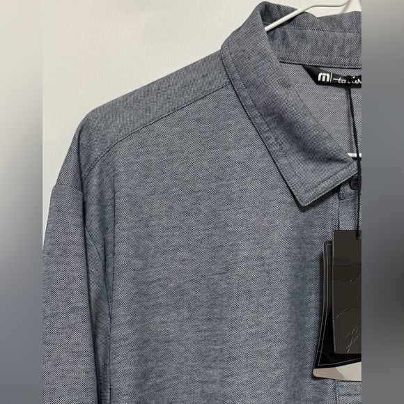 Travis Matthew Oceanside Polo Shirt Blue Nights Heather Size XL NWT Company Logo - Picture 3 of 13